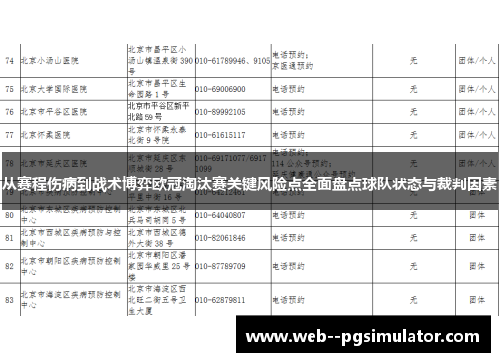 从赛程伤病到战术博弈欧冠淘汰赛关键风险点全面盘点球队状态与裁判因素